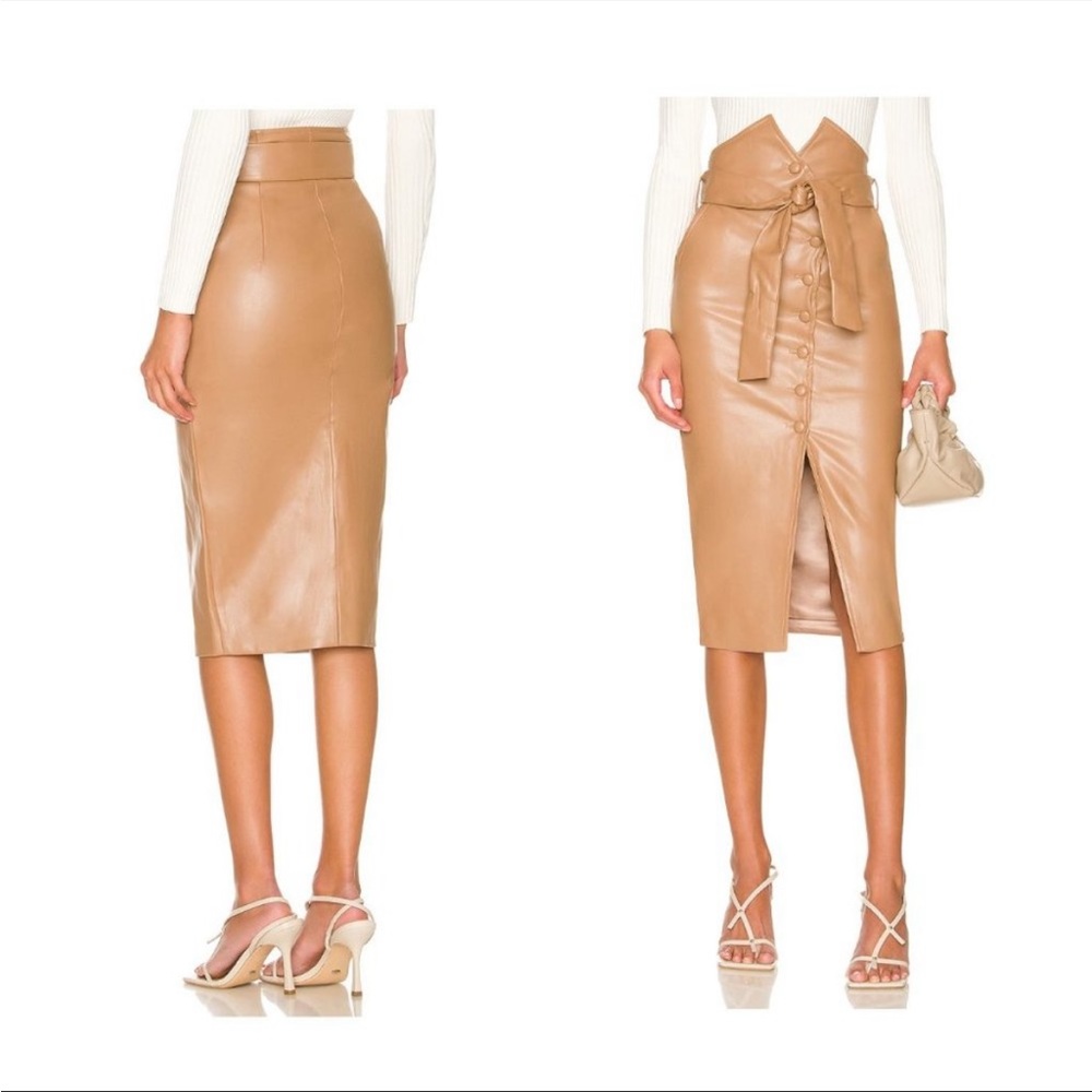 Bardot Tan Midi Skirt with pockets XS